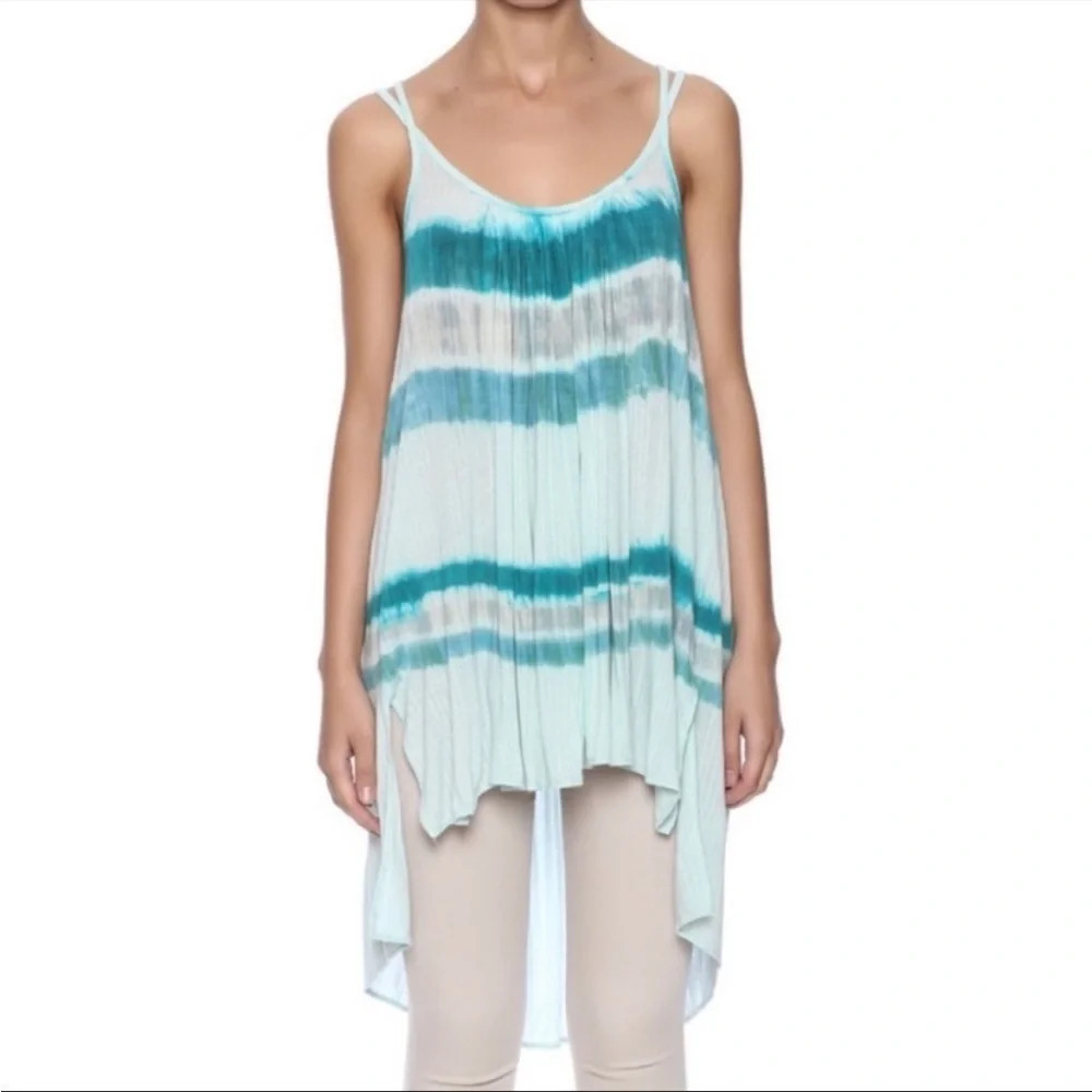 Free People Tie Dye Aquamarine Fly Away Tank